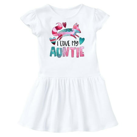 

Inktastic I Love My Auntie Pink and Blue Fox with Hearts Gift Toddler Girl Dress