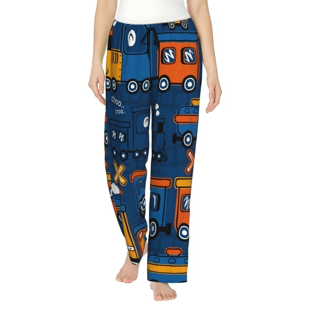 Balery Funny Steam Train Pantalones de pijama para mujer, pijamas ultraligeros, pantalones de estar por casa-XX-Large