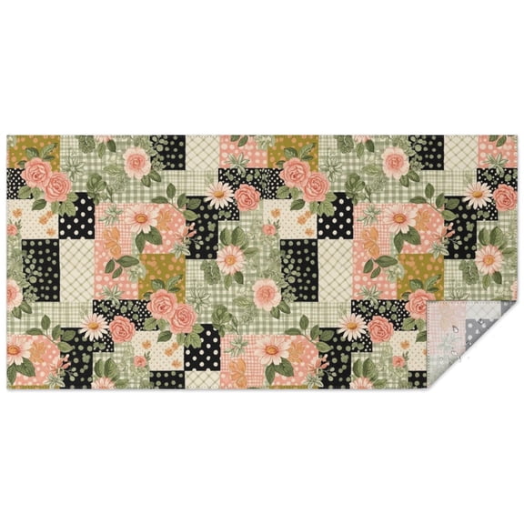Pioneer Flower Floral Print Pattern Rectangle Tablecloth 60"x120", Waterproof Polyester Table Cloth, Wipeable Spillproof for Dining Camping Indoor Outdoor