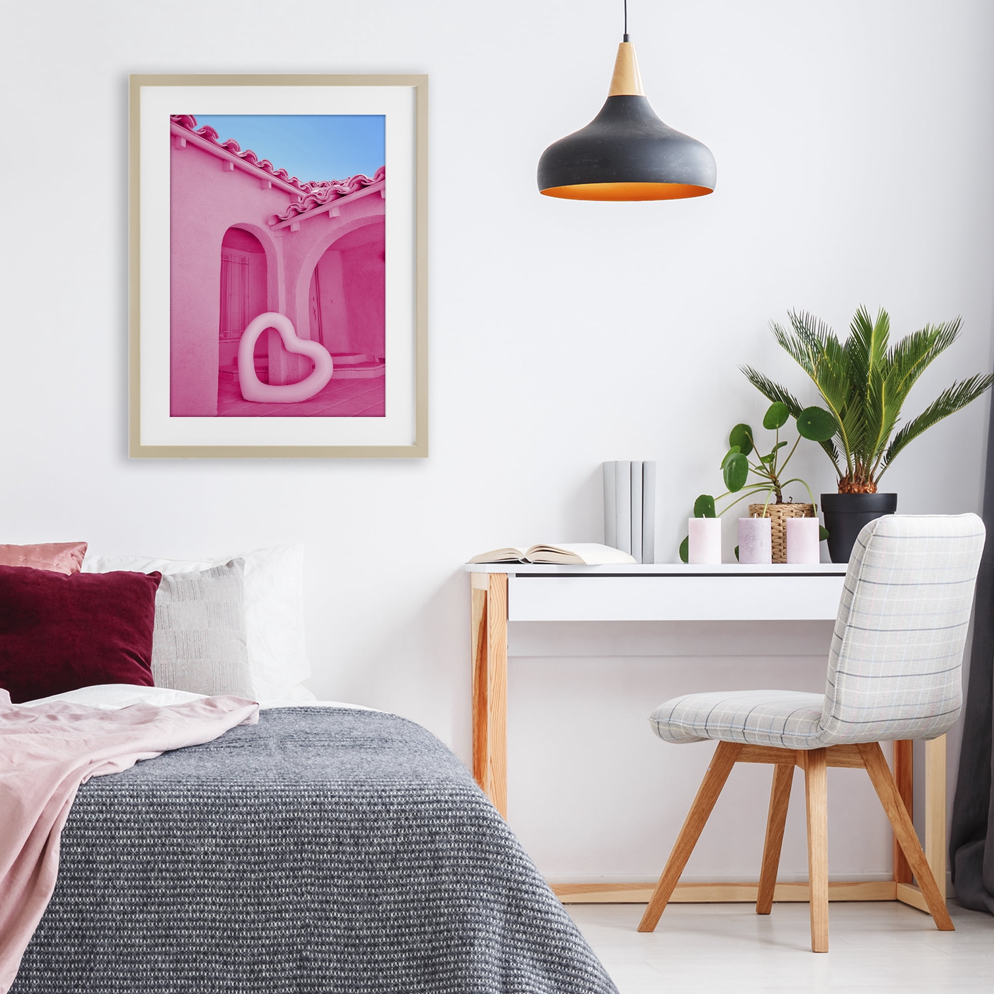 Stupell Industries Pink Pop Heart at Villa Birch Framed Print Under Glass, design by LISH Creative