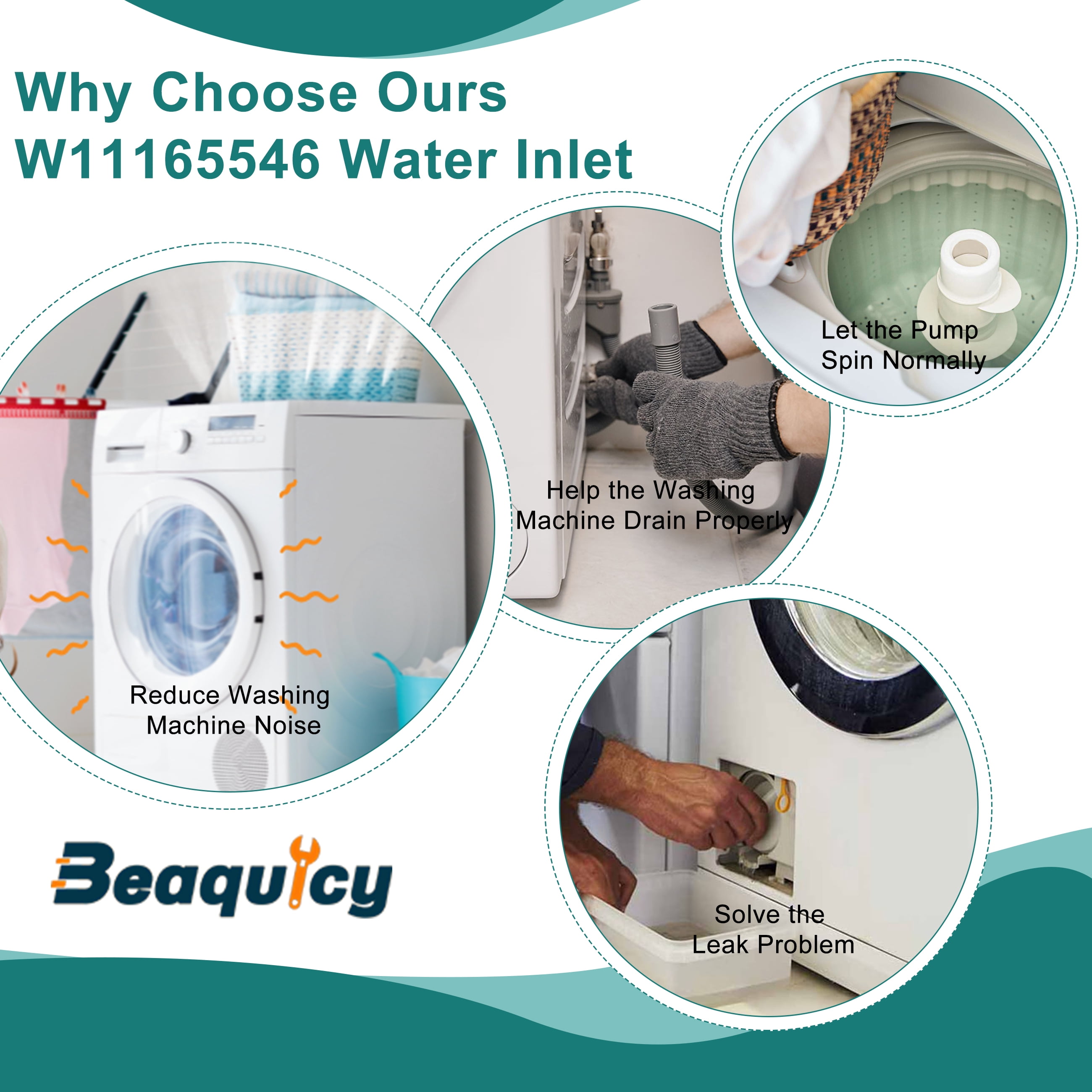 Beaquicy Washer Water Inlet Valve Replacement W11220230 W11165546 with Mounting Bracket, 1 Pack