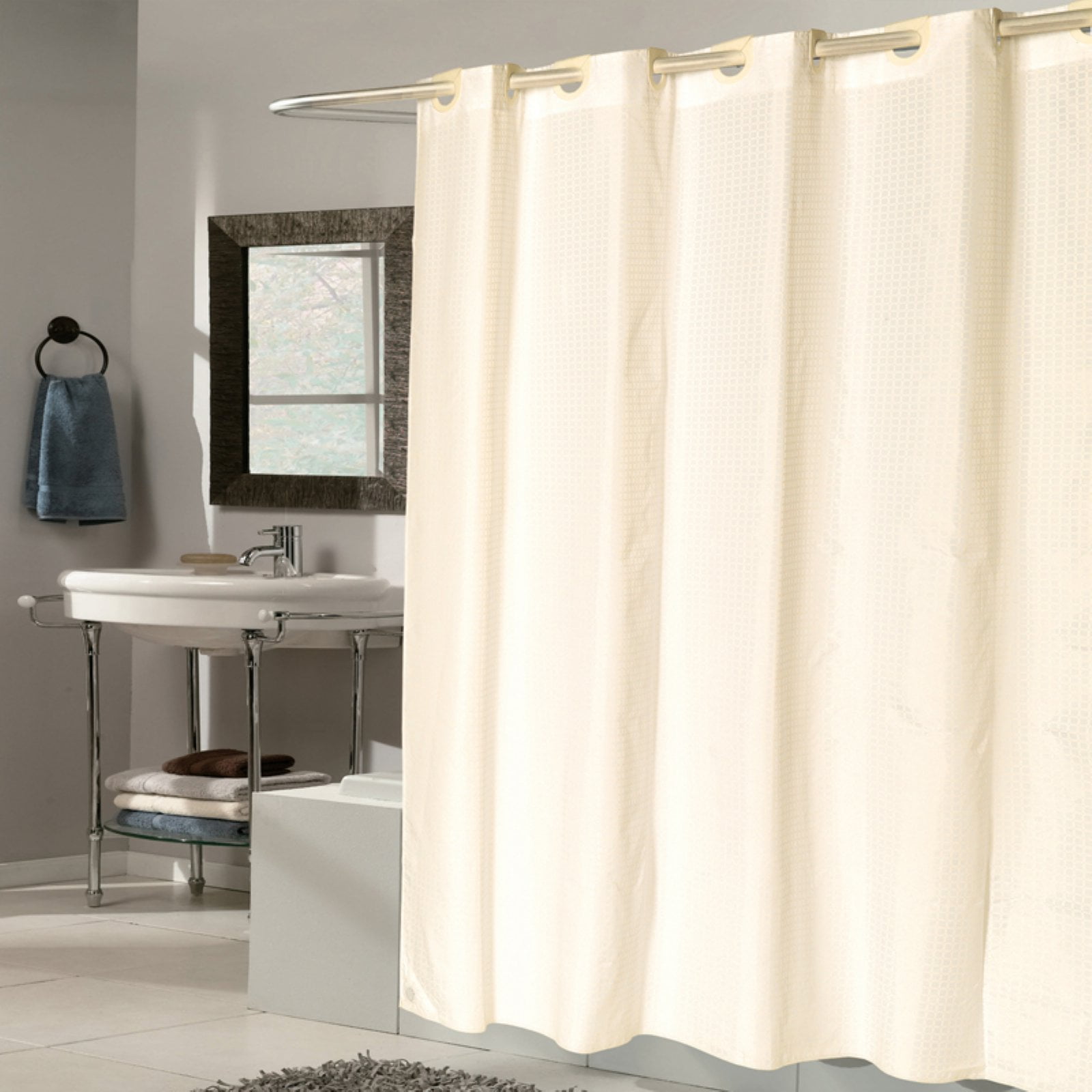 Sweet Home Collection EZ On Hookless Fabric Shower Curtain Walmart