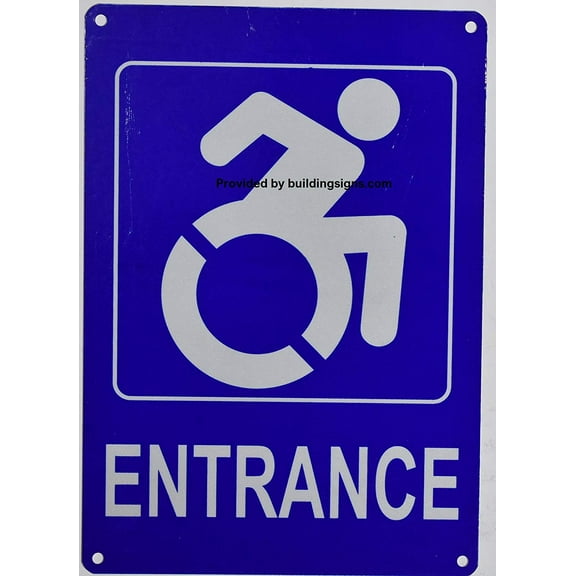 ACCESSIBLE Entrance Sign (Aluminium Reflective,Rust Free, Blue 7x10)-The Pour Tous Blue LINE