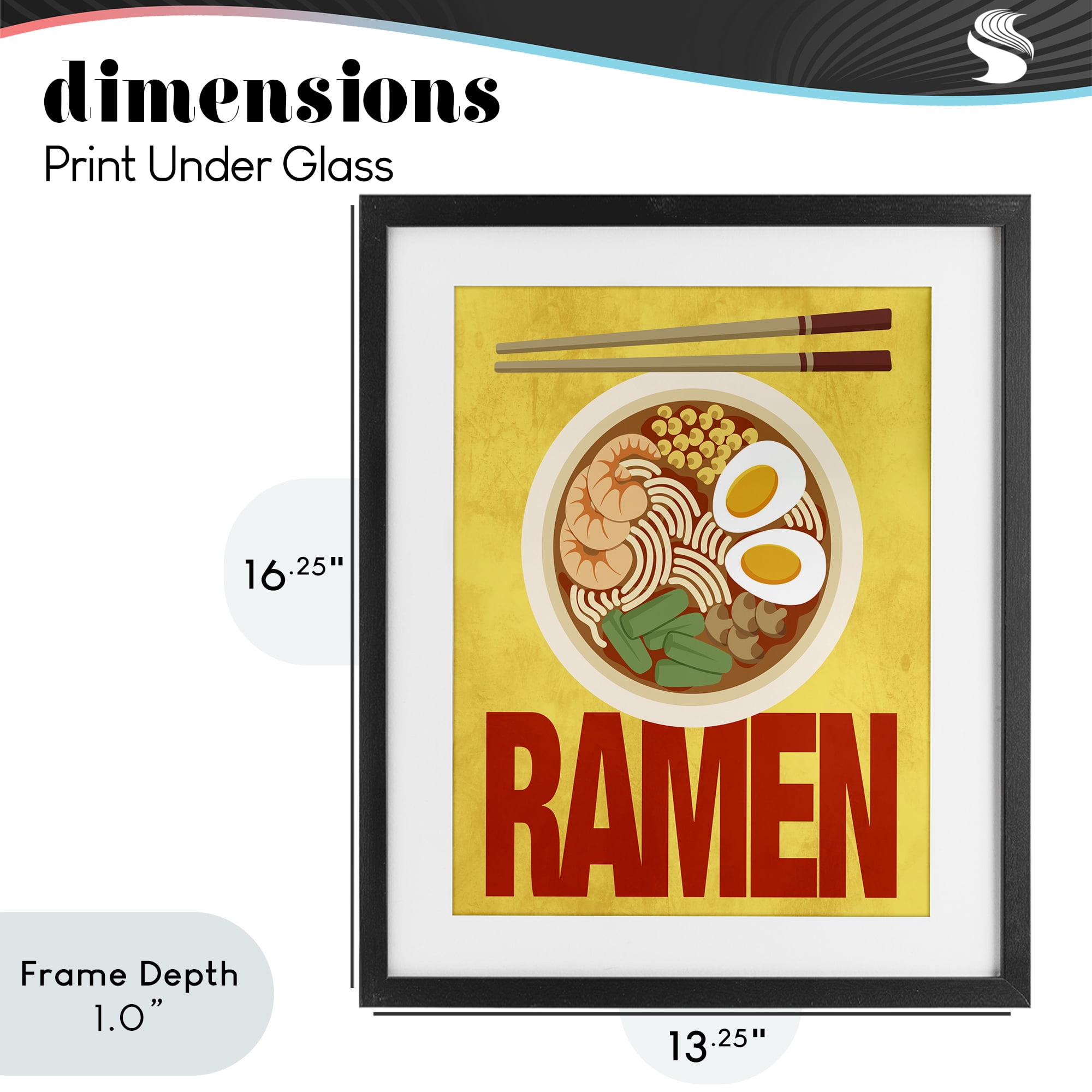 Stupell Industries Bright Ramen & Chopsticks Black Framed Print Under Glass, design by Marcus Prime