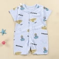 thumbnail image 2 of kpoplk Newborn Baby Boy Summer Outfit Romper Letter Embroidery Short Sleeve Jumpsuit Bodysuit Cute Infant Waffle Clothes Size 12-18 Months,Sky Blue, 2 of 4