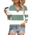 thumbnail image 2 of wdsxpo Womens 3/4 Length Sleeve Shirts Casual V Neck Shirts Striped Basic Tees Dressy Tunic Business Work Shirts Fall Fashion Clothes, 2 of 9