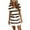 Brown, variant on Lenago Women's Baggy Sleeve V-Neck Stripe Knit Dress With Belt Pockets Detail