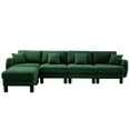 thumbnail image 5 of JERFIT Modern Boucle Fabric L-Shape Sectional Sofa with Ottoman, 4-Seater Convertible Couch, Green Polyester Upholstery for Living Room, 5 of 8