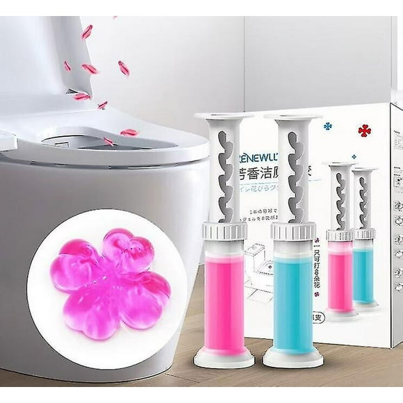 4pack-Toilet Bowl Cleaner, Fresh Flower Gel Stamp, Stops Limescale and Stains with Air Freshening Scent, Deodorizing Clean