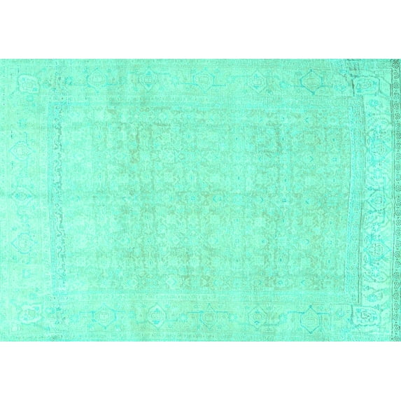 Ahgly Company Indoor Rectangle Persian Turquoise Blue Traditional Area Rugs, 7' x 9'