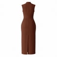 thumbnail image 3 of Bnwani Vacation Dresses for Women,Dresses for Women,Mock Neck,Back Slit,Casual,Sleeveless,Brown,XL, 3 of 6