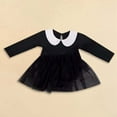 thumbnail image 2 of XIYON Girls Romper Girls Halloween Peter Pan Collar Long Sleeve Dress Black Long Dress Baby Boy Girl Halloween Clothes 6-12 Months, 2 of 4