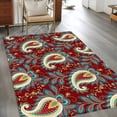 thumbnail image 3 of 3'x5' Area Rugs, Red Boho Botanical Indoor Outdoor Area Rug for Living Room Bedroom, Southwestern Retro Leaves Ethnic Tribal Washable Bathroom Rugs Kitchen Floor Carpet Mats Home Decor Aesthetic, 3 of 8