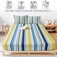 thumbnail image 5 of Twin Sze Fitted Sheet Set - Blue Yellow Striped 2 Piece Bedding Sets 16" Deep Pocket Fitted Sheet with 1 Pillowcase, Farmhouse Navy Blue Ombre Stripes Brushed Microfiber Hotel Luxury Bed Sheets, 5 of 9