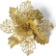 thumbnail image 3 of 2022 Flores navideñas doradas huecas, adornos para árboles de Navidad, guirnaldas colgantes, adornos de bricolaje, flores simuladas, venta al por mayor, 3 of 5