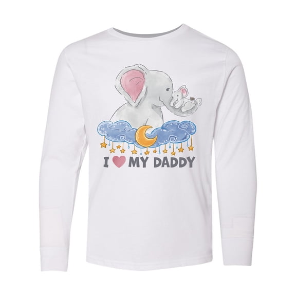 Inktastic I Love My Daddy Cute Elephants with Moon and Stars Long Sleeve Youth T-Shirt