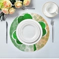 thumbnail image 3 of SKYSONIC St. Patrick's Day Lucky Clovers Round Placemats for Dining Table Non-Slip Heat-Resistant Polyester Table Mats Set of 6 Washable Table Mats for Kitchen Dining Table Decoration, 3 of 5