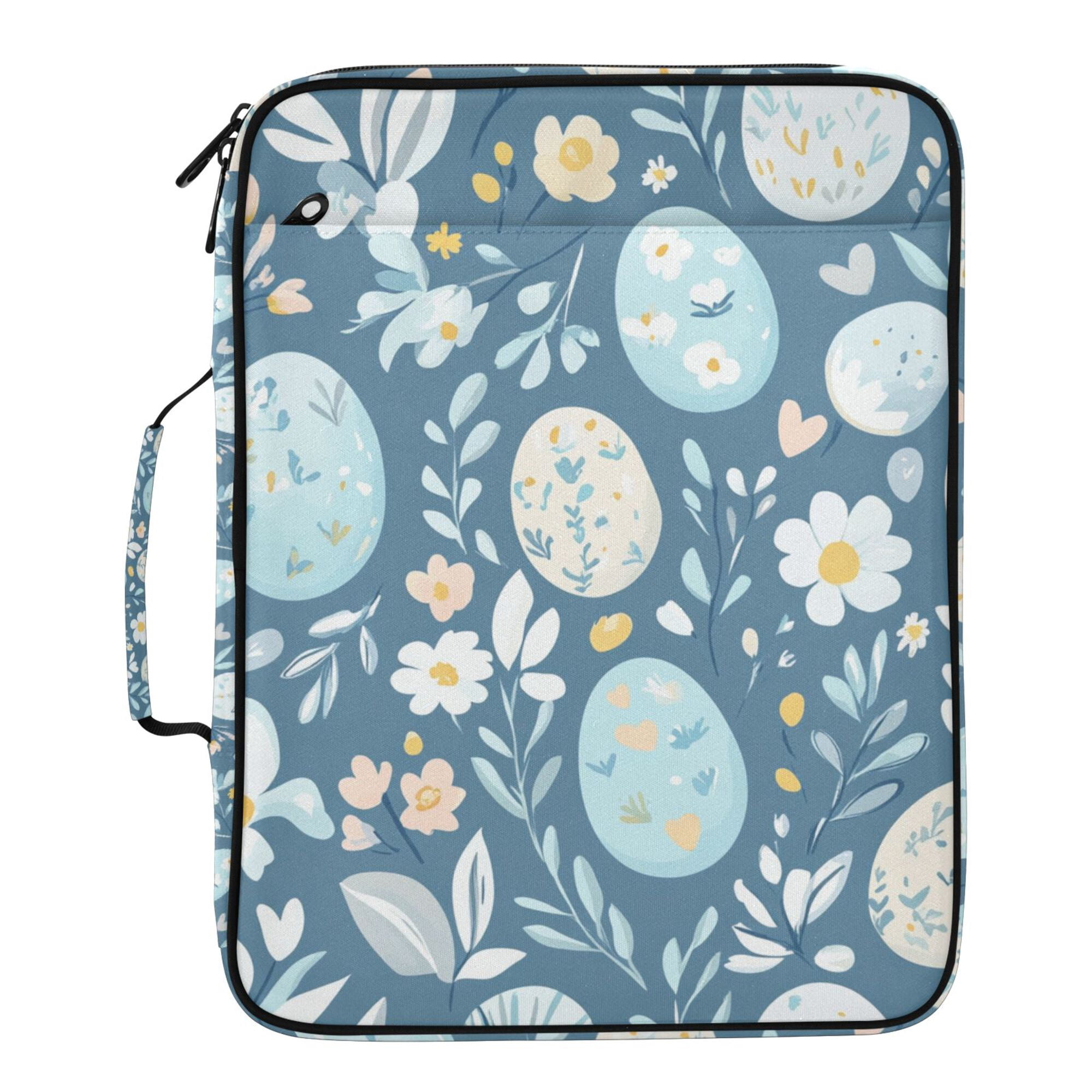 FORMRS Accordion File Folder A4 Size 7-Pocket Expanding Document Organizer Bag with 3 Ring Binder, Easter Eggs