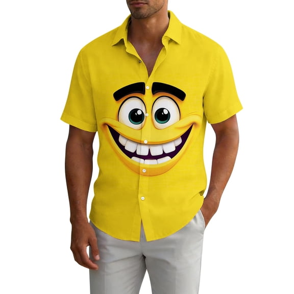 Gamivast funny golf shirts for men Regular Fit Short Sleeve short sleeve button down shirts Graphic Print graphic t-shirts Monster Face Novelty Party