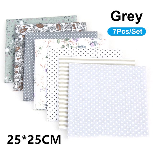 Amdohai 7Pcs/Set DIY Assorted Pattern Floral Printed Patchwork Cotton Fabric Cloth Sewing Quilting Cloth 250x250mm