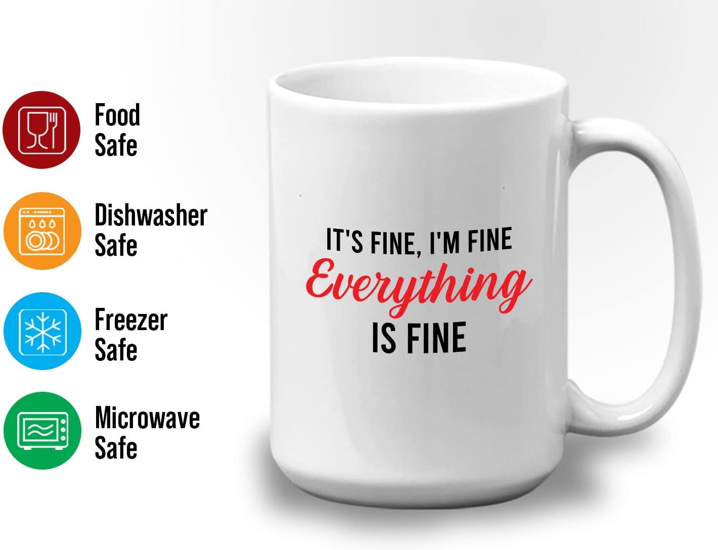 Encouragement Coffee Mug 15 oz, Its Fine Im Fine Everything Is Fine Funny Humor Meme Appreciation Gift for Brother Sister Best Friend Boss Coworkers
