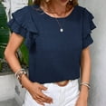 thumbnail image 6 of Mittory Women's Layer Ruffle Butterfly Sleeve Top Casual Summer Crewneck Blouses Dressy Casual, 6 of 6