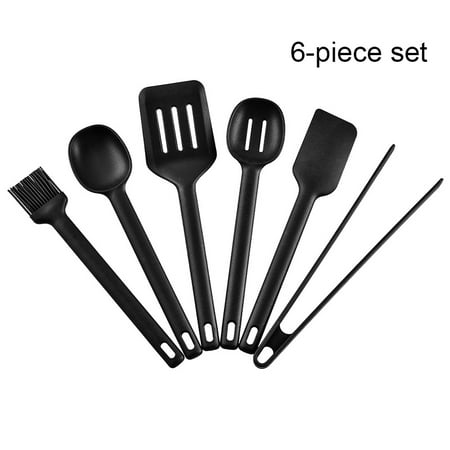 

Hhdxre Silicone Kitchen Utensils Set for Cooking Baking Non Stick Spatula Set with Hanging Hole Heat Resistant Kitchen Supply(Black 6-Piece Color Box)