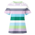 thumbnail image 4 of Camisas de Manga Corta para las Mujeres Impresión Cuello Redondo Suéter Encaje Camisa, Blusa de Verano Casual para las Mujeres, 4 of 5