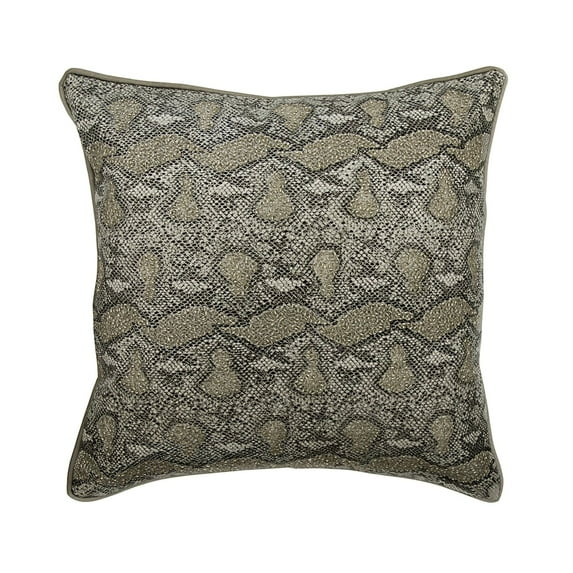 Euro Sham Pillow, Silver Euro Size Pillow Shams, 26x26 inch (65x65 cm) Faux Leather & Suede Euro Pillow Covers, Pillow Covers with Beaded & Print, Animal Print Patterned - Wild Side