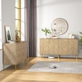 thumbnail image 5 of Eumyviv 4 Door Storage Cabine, Herringbone Accent Sideboard Cabinets, Wood Sideboard Storage Cabinet for Bedroom Living Room, Oak H0143, 5 of 11
