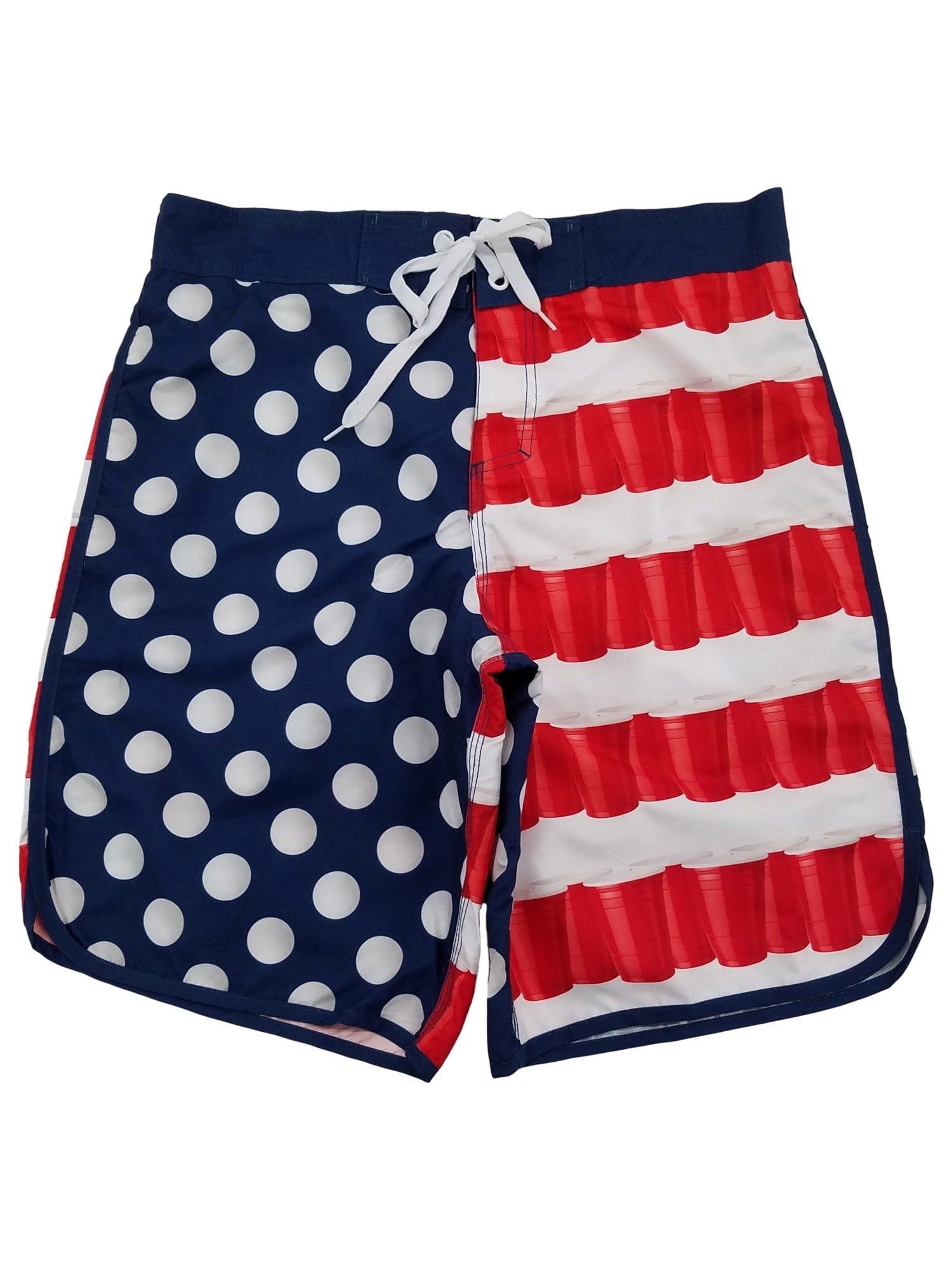 Men's American Flag Stars Stripes Red White Blue Swim Trunk Board Shorts Merica 