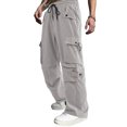 thumbnail image 2 of PNTUTB Men's Fashion Solid Color Athletic Casual Elastic Waist Drawstring Multi-pockets Loose Workwear Pants, 2 of 6