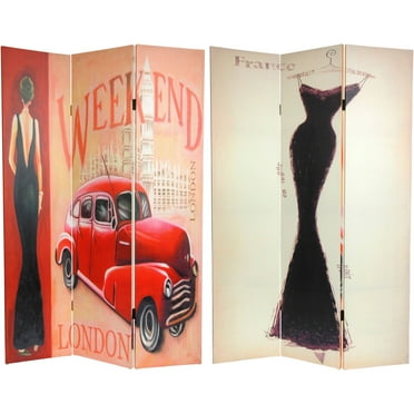 Oriental Furniture 6 ft. Tall Vintage Weekend Room Divider - London - 3 Panel