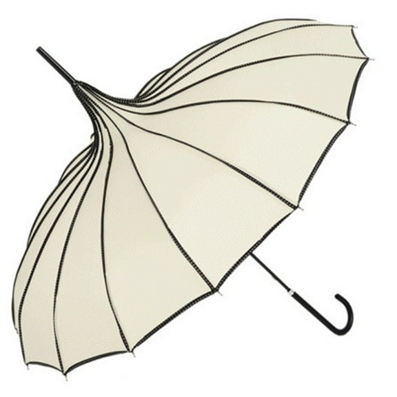 TOPTIE Cream Pagoda Parasol Sun Rain Umbrella, Vintage Bridal Umbrella Windproof