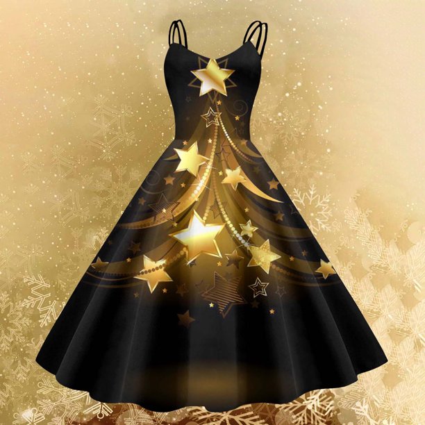 WILLBEST Vestidos De Verano Para Mujer, Vestido Informal Con Estampado Navideño Para Mujer, Sin Mangas, Para Fiestas Y Reuniones 16
