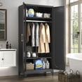 thumbnail image 6 of Polup 71" H Modern Steel Sturdy Armoire Cabinet with Shelves and Hanging Rod, Adult Bedroom Wardrobe Closet with Doors, 6 of 7