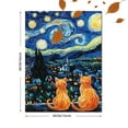 thumbnail image 3 of Starry Night Cats Oil Painting Decorative/Canvas Art， Suitable for Living Room， Bedroom， Office， Dining Room， Kitchen， Hallway and Entryway Decoration， Wall Art Decor., 3 of 8