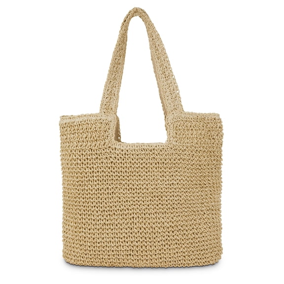 Straw Beach Tote Bag: Large Summer Boho Woven Bags - Rattan Handmade Shoulder Handbags for Women(Brown)