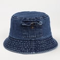 thumbnail image 5 of Denim Sun Hat Flat Top Lightweight Pocket Decor Bucket Hat for Daily Life, 5 of 8