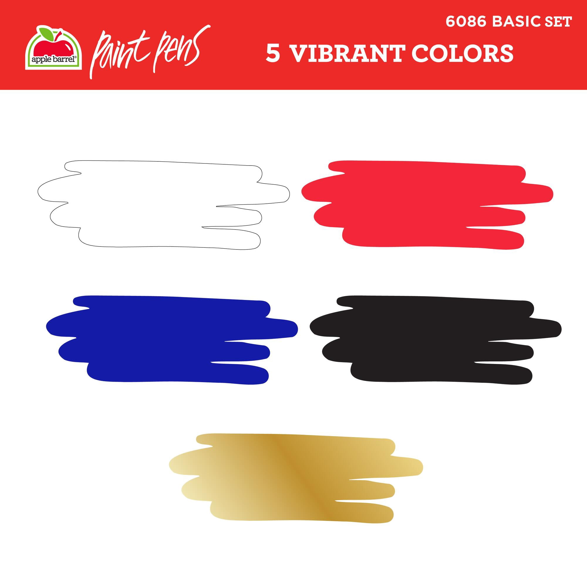 Apple Barrel Multi-Surface Oil-Based Paint Pens, Medium Tip, 5 Piece