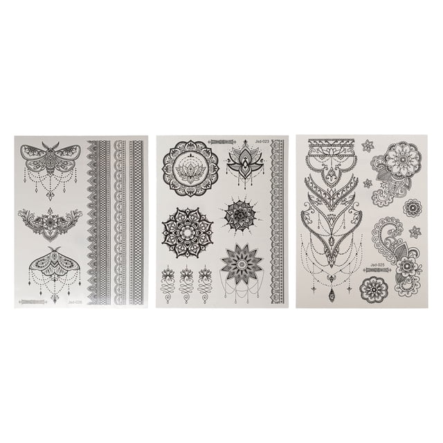 Unique Bargains 3 Pcs Exquisite Fake Tattoos Butterfly Pattern Temporary Tatto for Adult Black