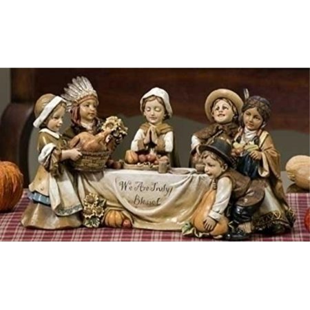 roman 10.5" joseph's studio harvest pilgrim children thanksgiving dinner figure