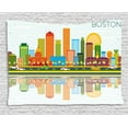thumbnail image 1 of Boston Tapestry, Cartoon Illustration of Vibrant City Life and Flying Tiny Seagulls Above the Town, Wall Hanging for Bedroom Living Room Dorm Decor, 80W X 60L Inches, Multicolor, by Ambesonne, 1 of 2