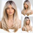 thumbnail image 1 of Blonde Wigs For Women Long Blonde Wig With Bangs Layered Synthetic Hair Wig With Dark Roots (22 Inch), 1 of 3