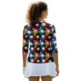 thumbnail image 3 of HUIACONG Athletic Golf Polo Shirts for Sports Golf Outdoor Activities, Polyester Spandex Fabric Quick Dry Women's 3/4 Sleeve Golf Top, Color Splash Golf Balls, 3 of 10