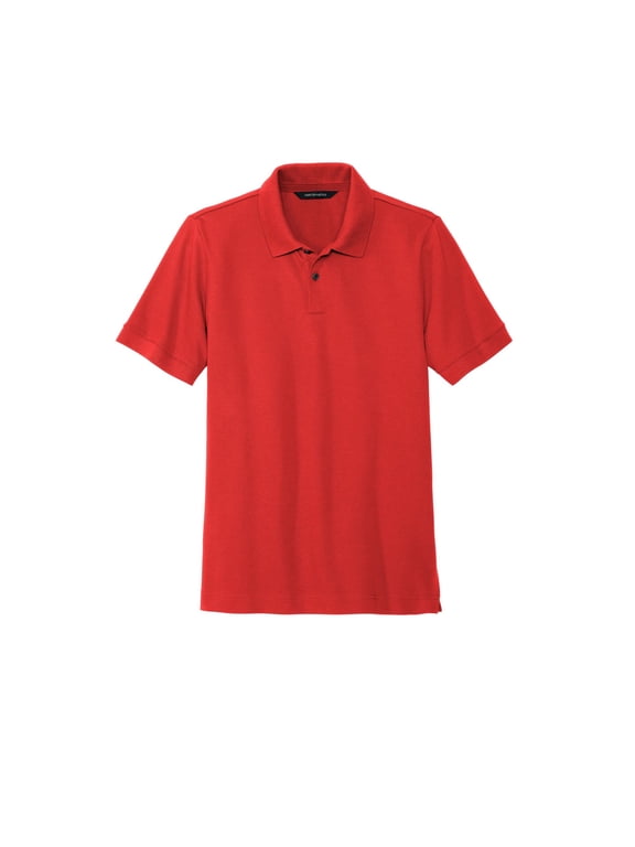 Unisex Stretch Heavyweight Pique Polo | Short Sleeve Collared Shirt for Men & Women, Casual Work Top - Apple Red 3XL