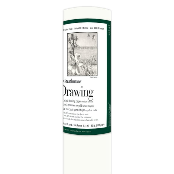 Strathmore Fine Art Paper Roll, 400 Series, Drawing, Recycled, 42 in x 10 yds., 80 lb.