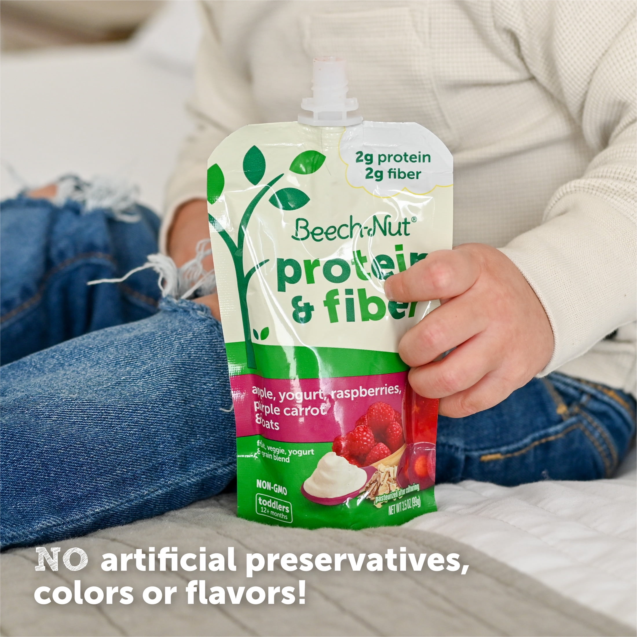 Beech-Nut Protein & Fiber Stage 4 Toddler Food, Pumpkin Apple Yogurt Oats, 3.5 oz