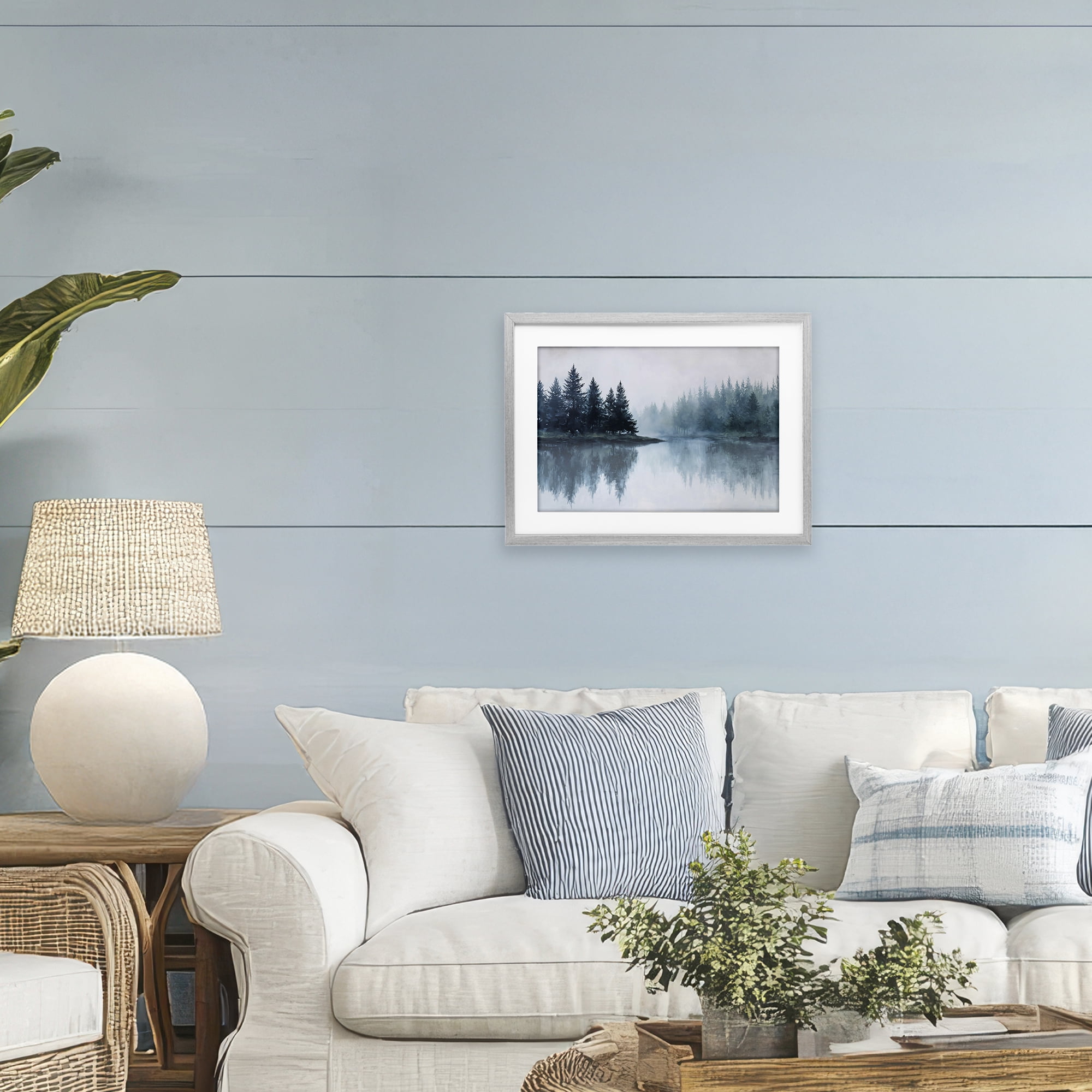 Stupell Industries Indigo Tree Reflections Gray Framed Print Under Glass, design by Jacky Ngan
