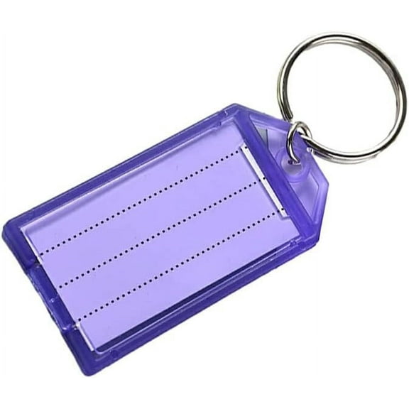 20X Key Tags with Split Ring ID Labels Card Keychain Numbered Window Office Baggage Name Classification Keychains, Purple
